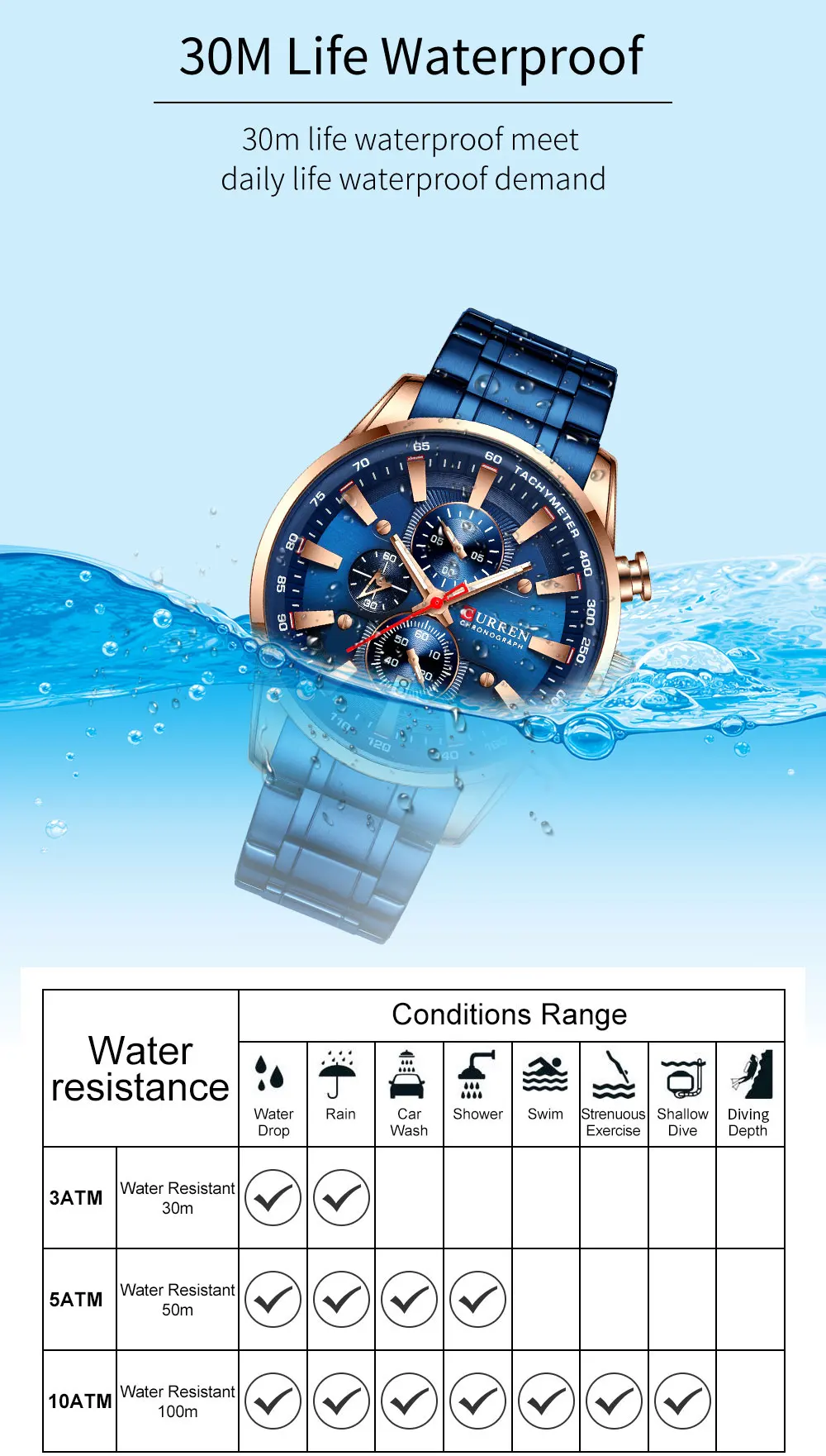 CURREN Neue Herren Uhren Quarz Business Wasserdichte Uhr Mann Uhren Top Marke Luxus Armbanduhr Männer Chronograph Reloj Hombre – Detail 9