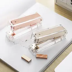 Rose Gold/Gold Desktop Stapler Stationery Accessories Gift Transparent Acrylic Standard Stapler Stapler for Home School Office