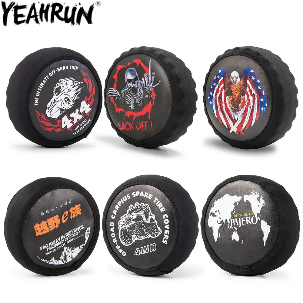 YEAHRUN RC Car Tires Cover Leather Spare Wheels Tires Dust Cover 60x120mm for 1/10 TRX4 Axial SCX10 Wraith D90 Tamiya