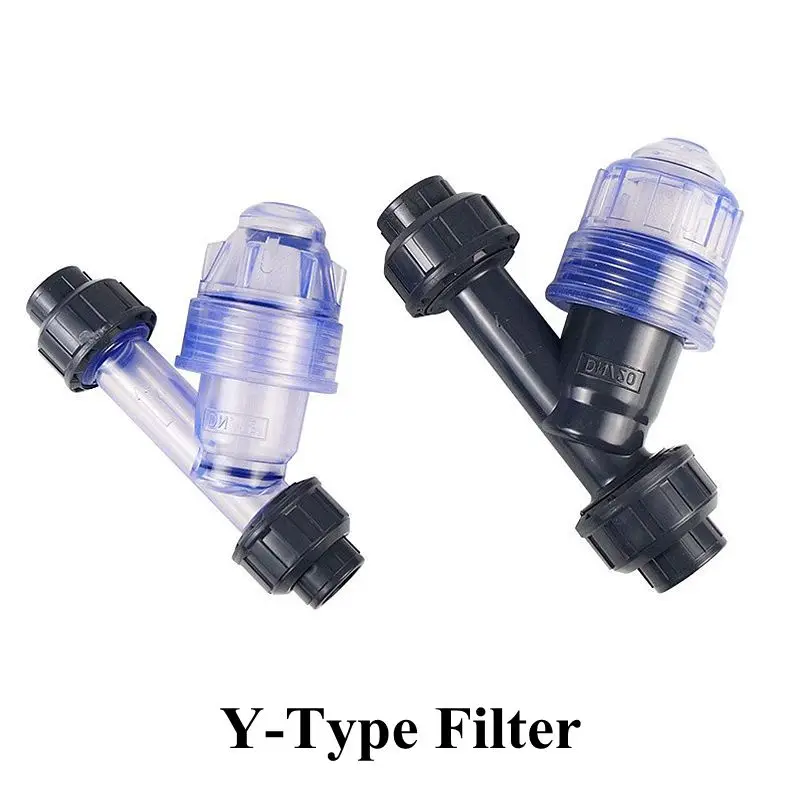 1pc ID 20/25/32/40/50/63mm Transparent UPVC Y-Type Filter Aquarium Fish Tank Garden Irrigation Water Pipe Filter Connectors