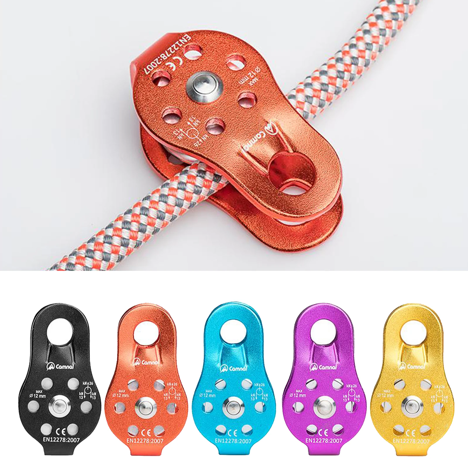 26KN Outdoor Caving Lifting Rock Climbing Fixed Rope Pulley Equipment Climbing Pulley Ball Bearing for Tree Arborist Accessories