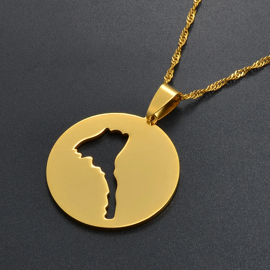 Anniyo Round Eritrea Map Pendant Necklace for Women Girls African Jewelry @012521