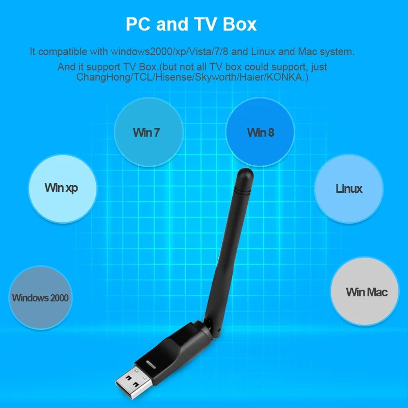 IENRON MT7601 USB Wifi Antenna Adapter 150Mbps 2dBi Wifi Antenna Adapter Wireless Network Card for Desktop Laptop TV Box Drop Sh