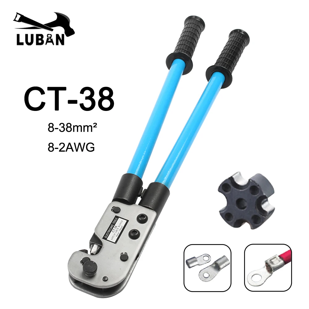 

CT-38 COPPER TUBE TERMINAL CRIMPING TOOL BS standard type terminals 8-38MM2 CRIMPING PILER crimping tools big size