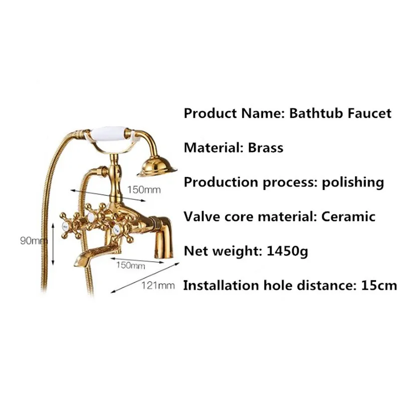 Imagem -06 - Torneiras de Chuveiro do Banheiro Conjunto Quente & Frio Latão Banheira Torneiras Misturadoras com Handheld Fixado na Parede Telefone Forma Ouro Antigo Cromo Preto