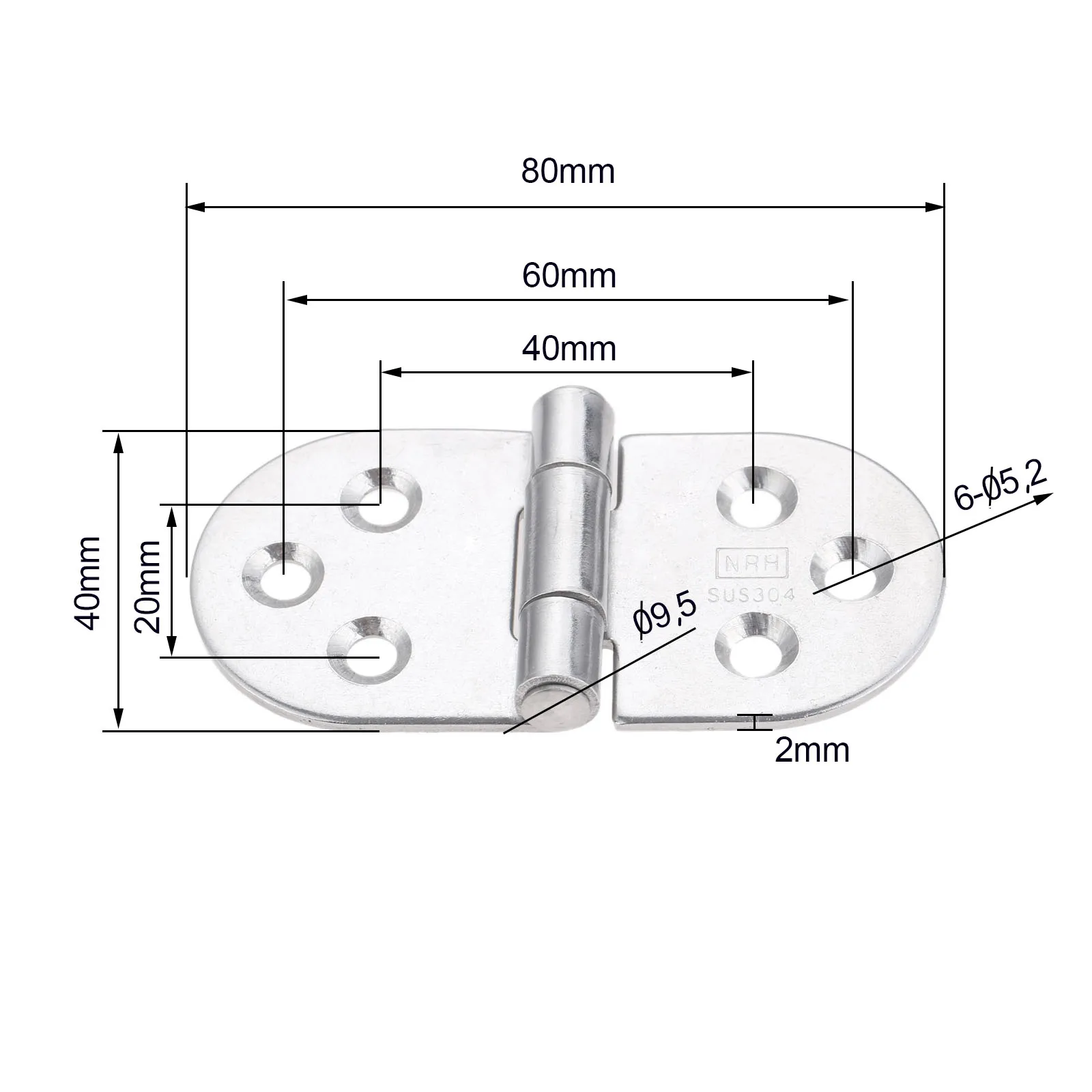 Cabinet Hinge Stainless Steel Electric Box T-Strap Heavy Shed Gate Door Hinge For Marine Boat Window Furniture Hardware 80x40mm