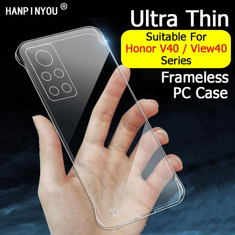 Ultra Clear Thin Frameless Phone Case For Huawei Honor V40 Lite View40 5G Transparent Hard PC Back Camera Protector Cover Shell