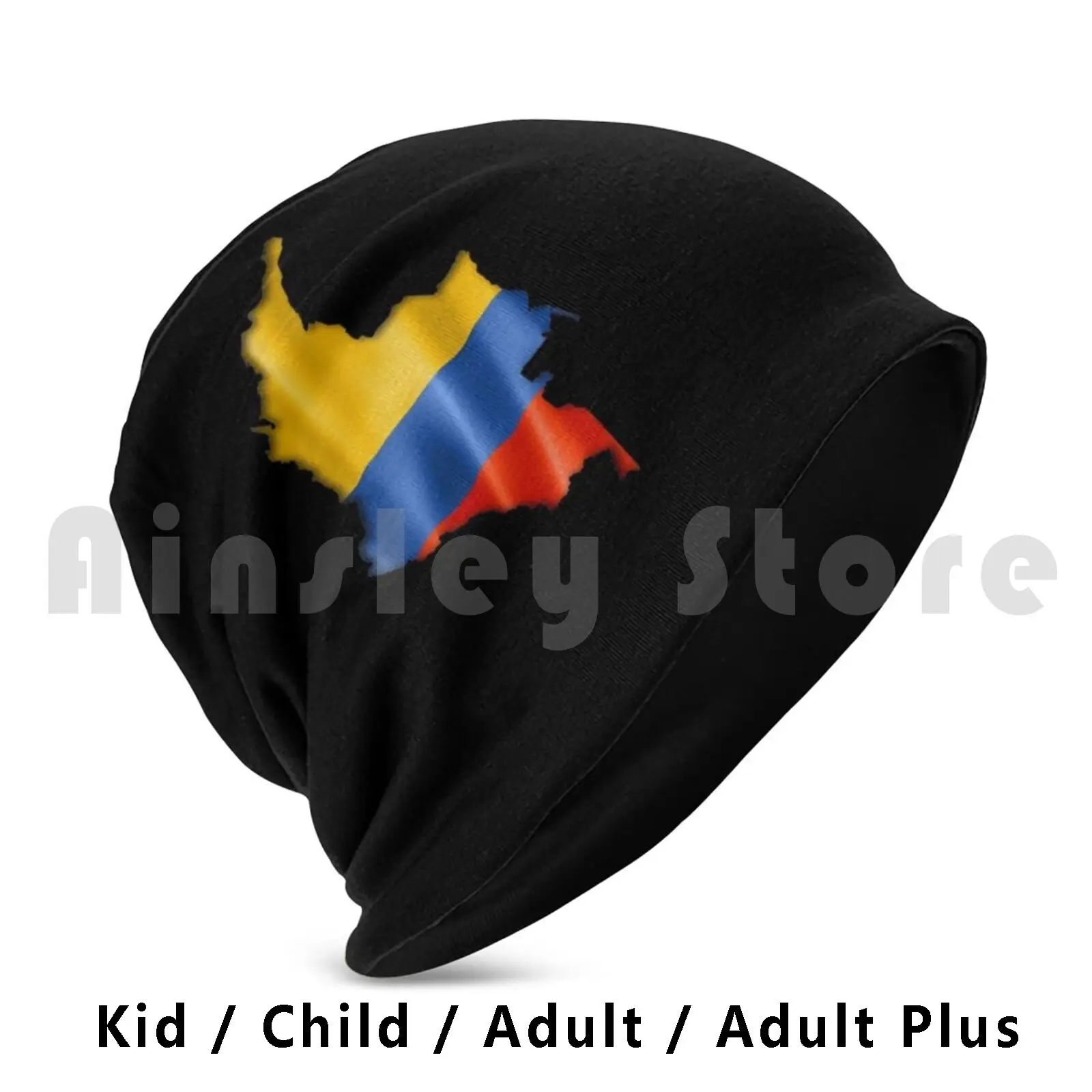 Colombia Flag Country Shape-Gift For Colombian From Colombia Beanies Knit Hat 1815 Beanies Print Colombia