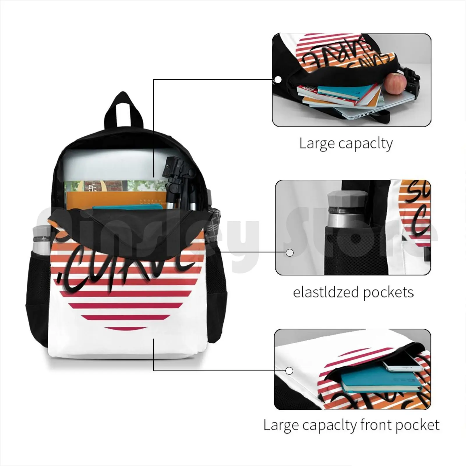 Sunset Curve Band Outdoor Hiking Backpack Riding Climbing Sports Bag Sunset Curve Band Sunset Curve Band Logo Sunset Curve Band