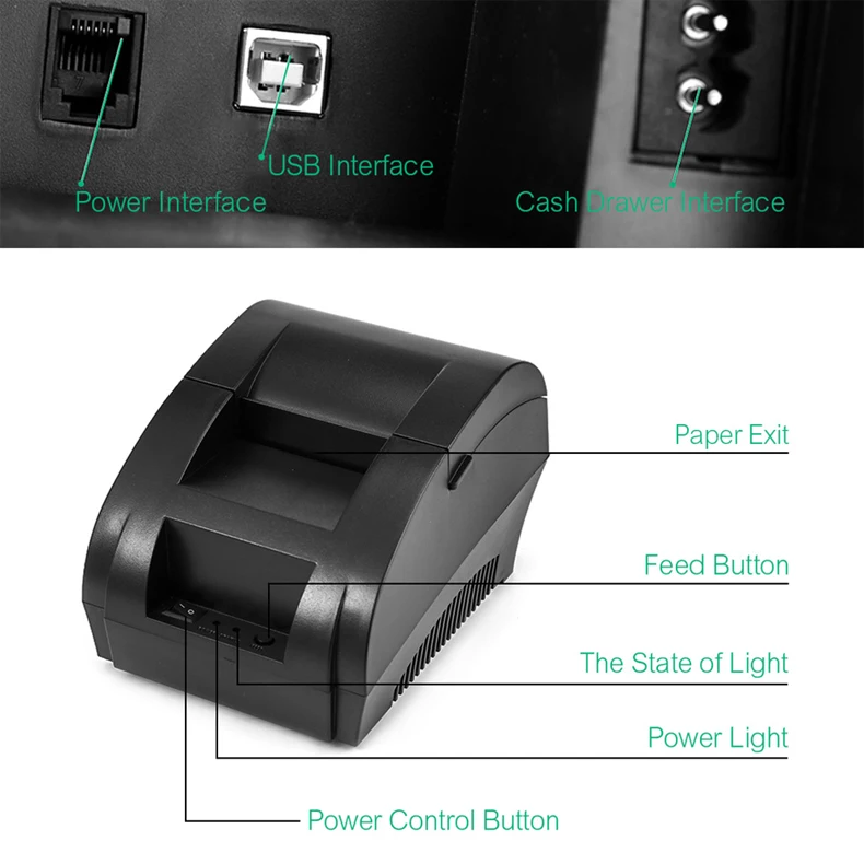 NETUM Bluetooth Thermal Receipt Printer 58mm for Android IOS Windows AND 5890K USB Port Receipt Printer POS Portable NT-1809DD