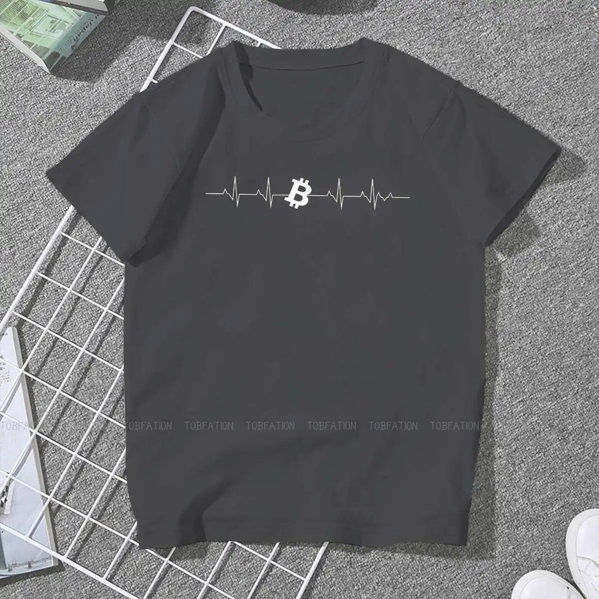 Heartbeat Women Clothing Bitcion Sign Art Graphic Female Tshirts Vintage Graphic Loose Tops Tee Kawaii Girls Streetwear