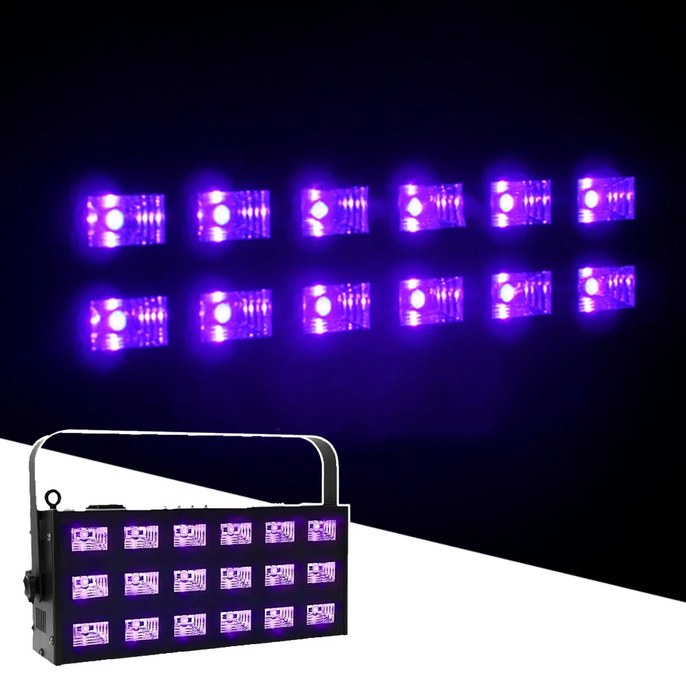 

Sound Music Control 18X3W UV Color LED Stage Effect Lighting Dj Party Show Strobe Disco Light 110-240V Laser Projector Club Bar