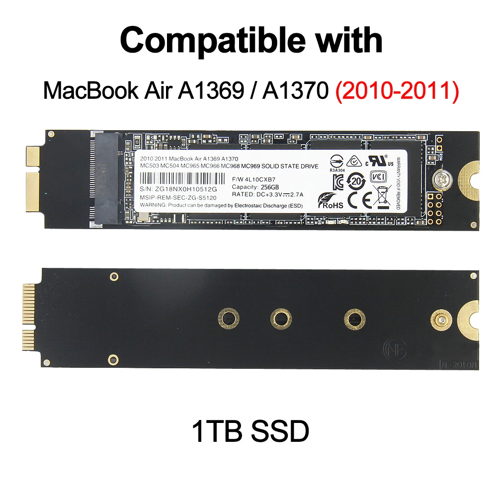 

New 1TB 1000GB SSD Compatible With Macbook Air A1369 A1370 2010-2011 512G HDD Solid State Disk MAC Large Capacity Upgrade