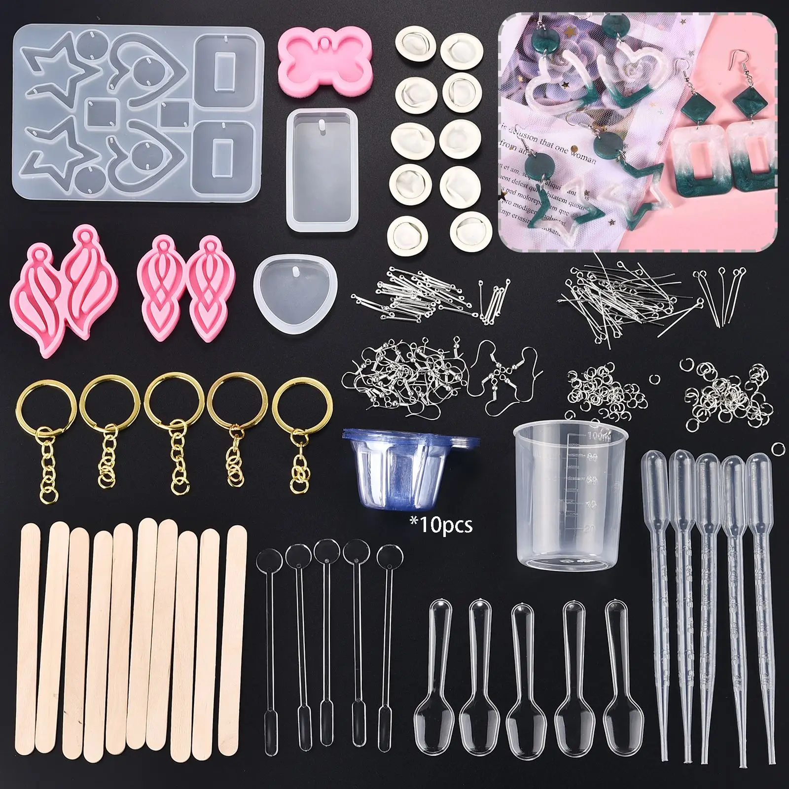 

Earrings Set DIY Epoxy Resin Glue Mold Kit Keychain Pendant Silicone Mold Earrings Mold DIY Crafts Jewelry Casting