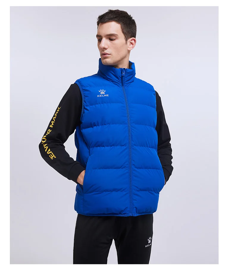 KELME Sports Cotton Vest Men\'s Autumn And Winter New Warm And Windproof Football Sleeveless Cotton Jacket 8161MJ1001