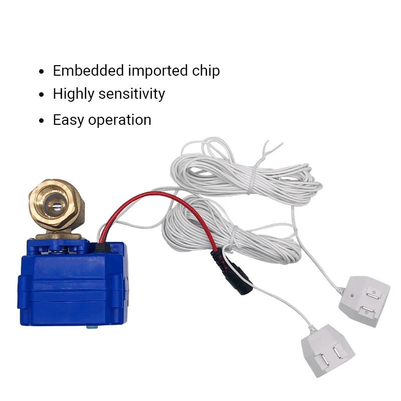 نظام الكشف عن تسرب السوائل في المنزل الذكي ، صمام كروي 1/2 بوصة مع توقف أوتوماتيكي ، كاشفات المياه الحساسة