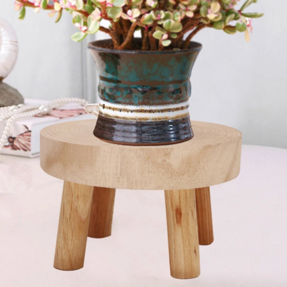 Wood Color Indoor Plant Stand Solid Wood Mini Flowerpot Stand Solid Wood Stool Wooden Flowerpot Holder Stable And Durable