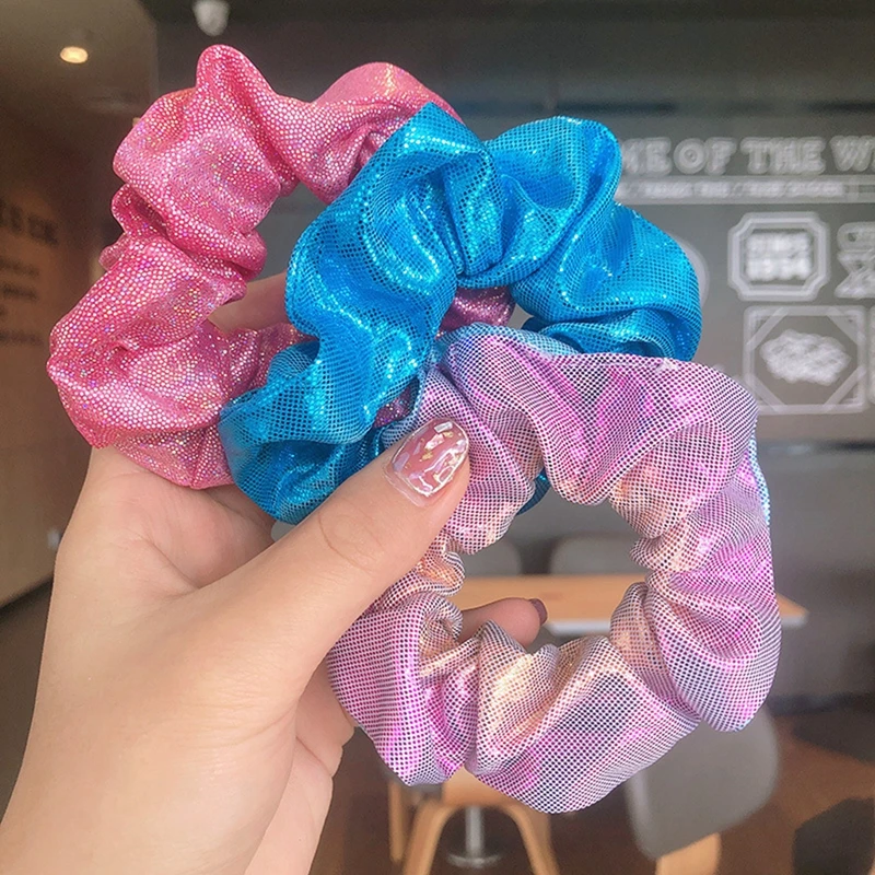 Glitter Bling Hair Scrunchie Ponytail Holder Elastic Hair Rubber Bands Hair Ropes Ties For Women Hair Accessories