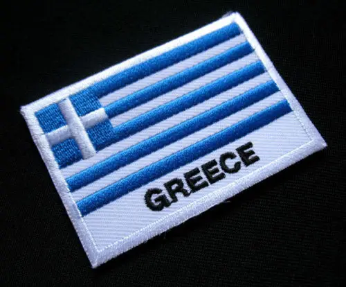 Free Shipping Embroidered Sewing Hook and Loop Backing Flag Patch GREECE GREEK HELLAS HELLENIC NATIONAL FLAG Patch