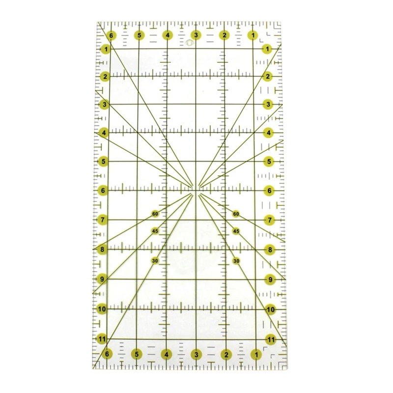 A9LC-Plantilla de costura transparente, regla, almohadilla de corte de retazos, líneas de doble color, rejillas, líneas de alineación de ángulo para