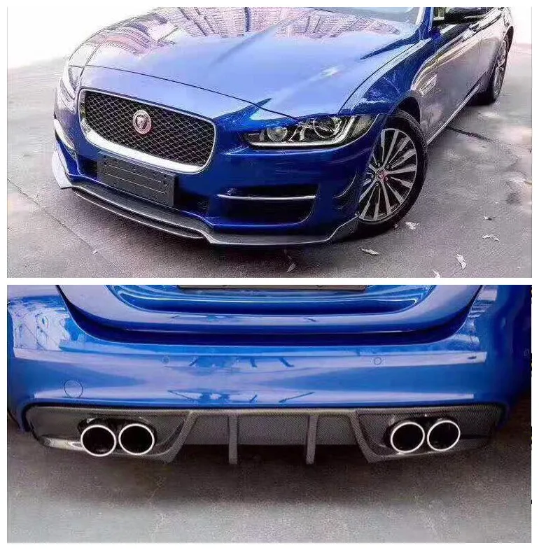 Car Carbon Fiber Front Bumper Lip Spoiler Rear Bumper Lip Diffuser Auto Car Diffuser Fits For  Jaguar XE Sedan 4 Door 2015-2018