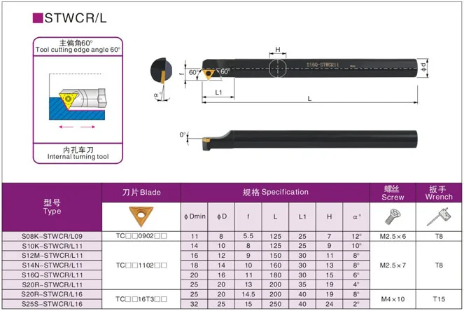 S08K S10K STWCR09 STWCR11 선반 공구, 절삭 보링 바 카바이드 인서트 TCMT11 TCMT09, 1 개