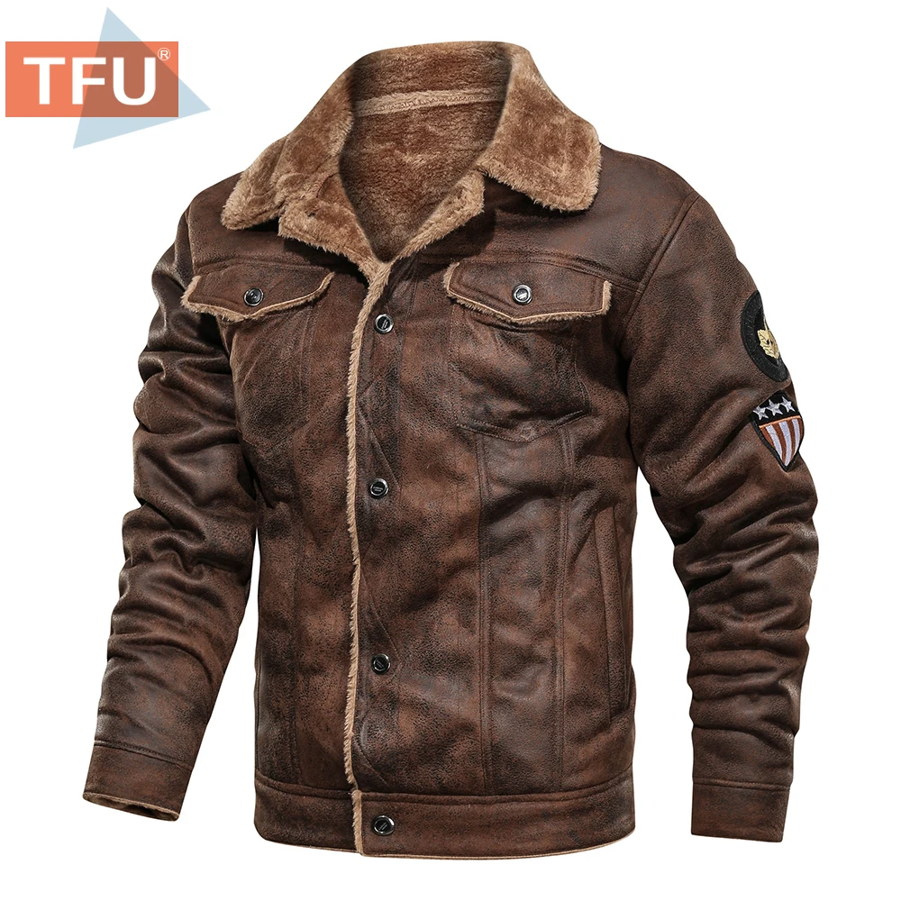 Men 2023 Spring Thick Warm Fleece Leather Jacket Coat Men Autumn Outwear Casual Military Bomber Motor Biker Leather Jackets Men