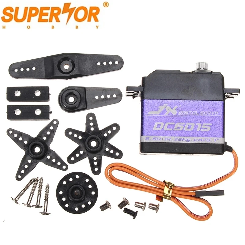 

JX Servo DC6015 15kg 0.1sec 6.6V Aluminium Shell Metal gear Core Digital Standard for RC plane car crawler 1/8 1/10 DS3325MG
