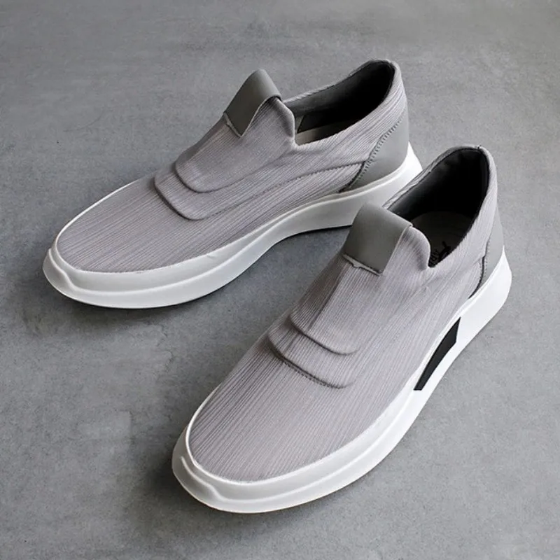 Trắng Slip-On Giày Nam Giày Thoáng Khí Thời Trang Mùa Thu Nền Tảng Quần Jogger Espadrille Nam Đi Giày