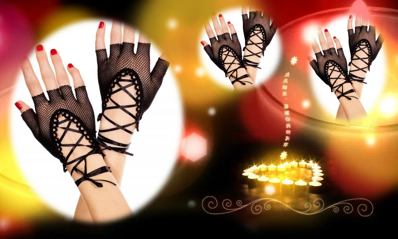 Fishnet Mesh Lace Wrist Band Fingerless Glove Mitt Sexy Batcave Goth Punk Rock Lolita Harajuku Stage Party Costume