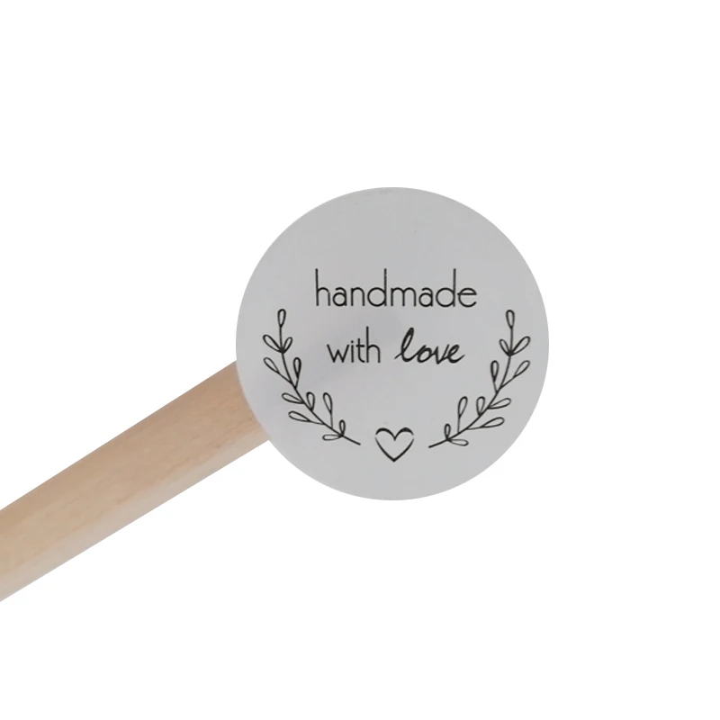 160 Stück/Los, süße Liebes-Girlande, handgefertigt mit Liebe, aus Kraftpapier, weiß, transparent, zum Selbermachen, für Geschenke, Kuchen, Backen, Versiegelung, Aufkleber – Detail 4