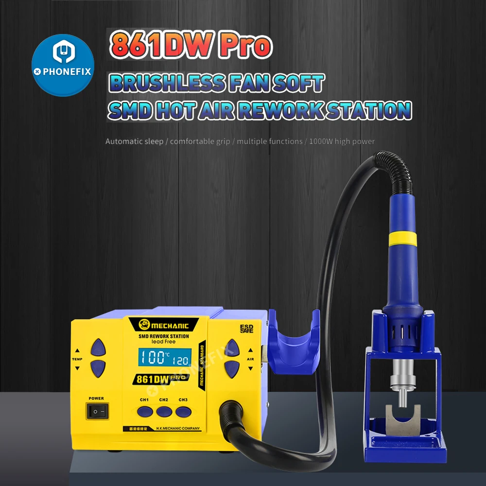 MECHANIC 1000W220V/110V 861DW Pro Heat Gun Lead Free Hot Air Soldering Station Temperature Control SMD Rework Station+ 3nozzles