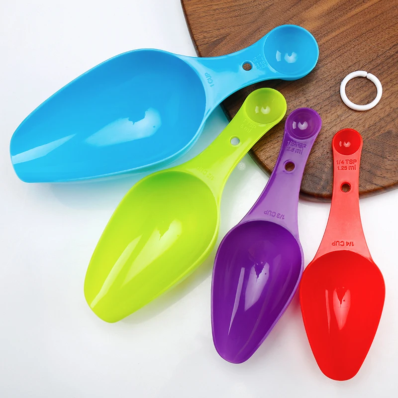 4pcs  big Plastic Measuring Cups Measuring Spoons Set Baking Teaspoon Kitchen Tools