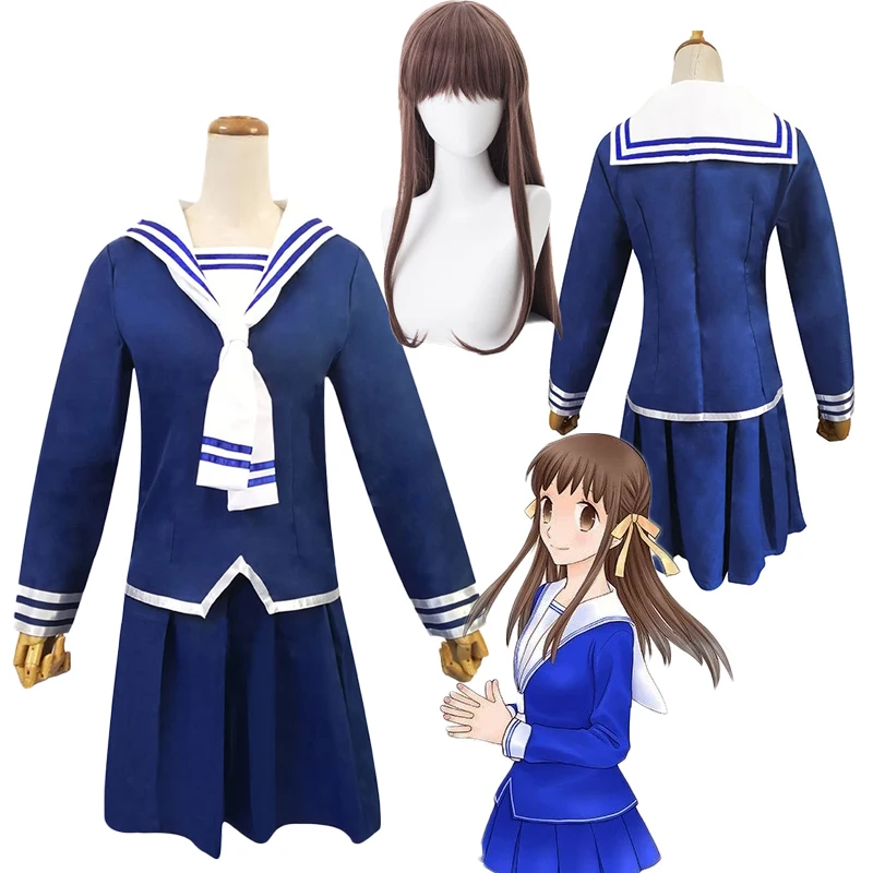 Anime Cosplay Costume Tohru Honda Cosplay Uniform JK Girl School Uniform Wig Women Sailor Costume Top Skirt