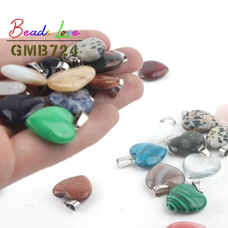 Wholesale 10pcs Mixed Natural Stone Pendant Love Heart Star Charms Pendants for Jewelry Making Diy Bracelet Necklace Accessories