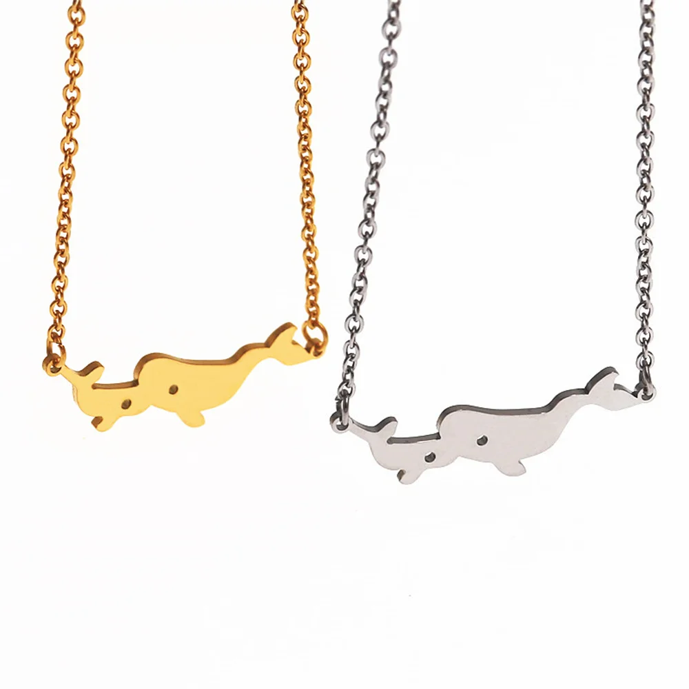 Fashion Whale Necklace Pendant Family Gift Stainless Steel Mama and Child Animal Pendant Necklace blue whales going silent