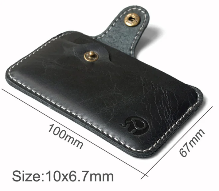 Cowhide Rectangle Brown Black Short Purses Mini Money Bag Credit Card ID Holders Leather Hasp Vintage Wallets Card Holders 1PC