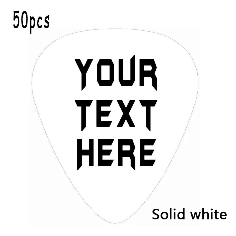 50PCS PACK personalized Add Your Own printed Text Guitar and Bass Pick Customizable Gift  pearl white guitar pick plectrum