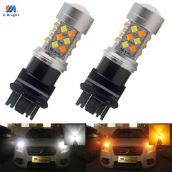 2pcs T20 7443 7444NA Switchback LED Bulbs White/Amber Dual Colors 3030 with Projector for Car Daytime Running Lights Turn Signal