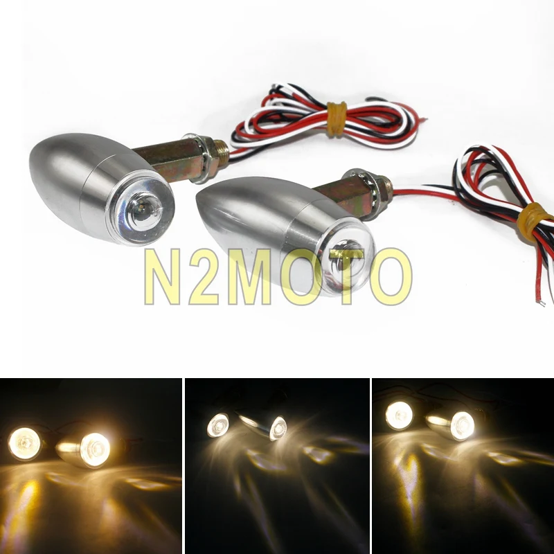 1 Pair Motorcycle Aluminium Retro Bullet LED Turn Signal Indicator Daytime Running Lamp Universal Motorcycle Flashing Signals