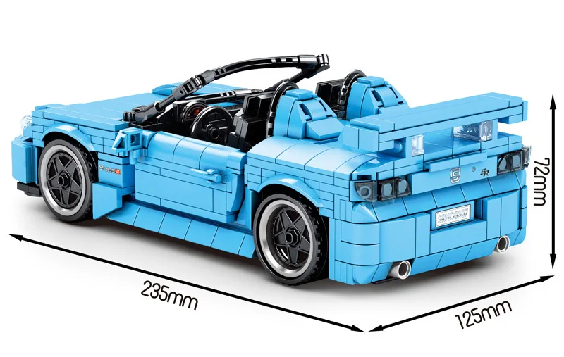 Technical Scale Japan Sport Car Hondas S2000 Building Block Roadster Model Bricks Pull Back Vehicle Toys Collection For Boy Gift