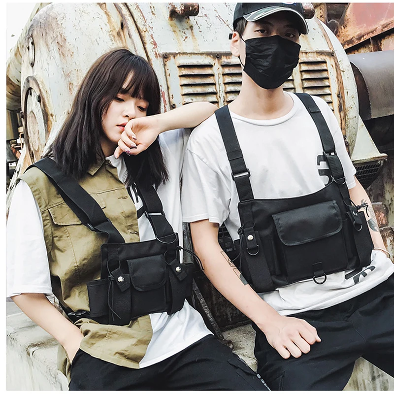 Funkcjonalna taktyczna torba na klatkę piersiowa dla mężczyzn kobiety moda Bullet kamizelka hiphopowa Streetwear torba saszetka biodrowa Airsoft CS