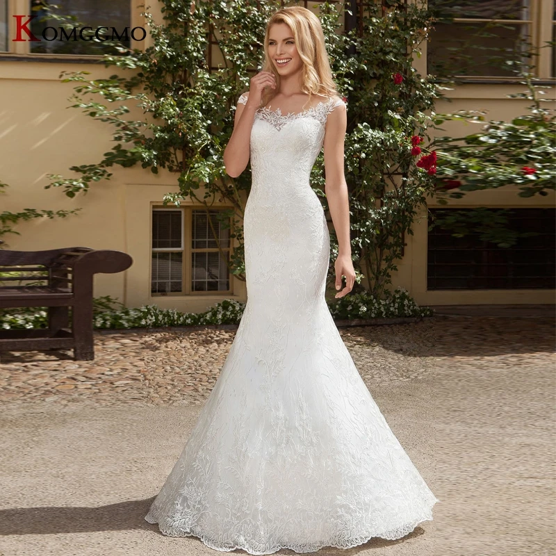 Elegante sirena staccabile corte treno abito da sposa 2023 vendita calda ricamo Appliques o-collo Vestido De Novia abito da sposa