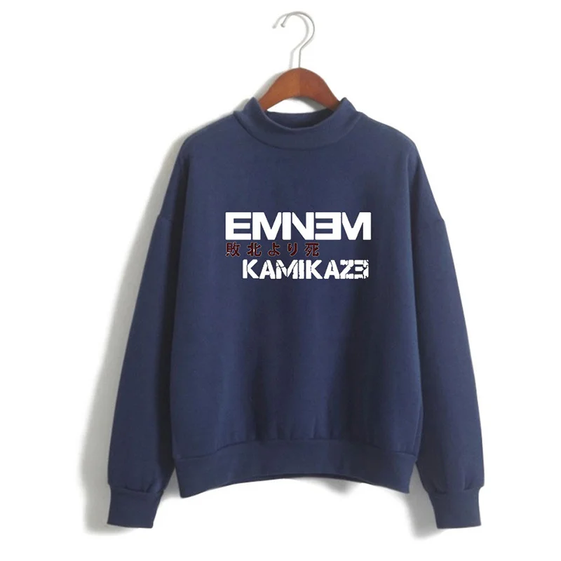 New Kpop Hoodie Eminem Kamikaze Album Turtleneck Sweatshirt Tops Women/Men Oversize Long Sweatshirt Hoodies Pullovers Streetwear