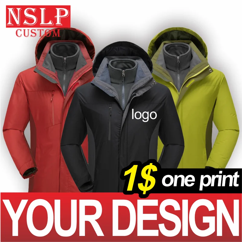 Winter Stormsuit Outdoor Sports Two Piece Mountaineering Suit Waterproof Warm Coat Custom Embroidered Printed LOGO NSLP