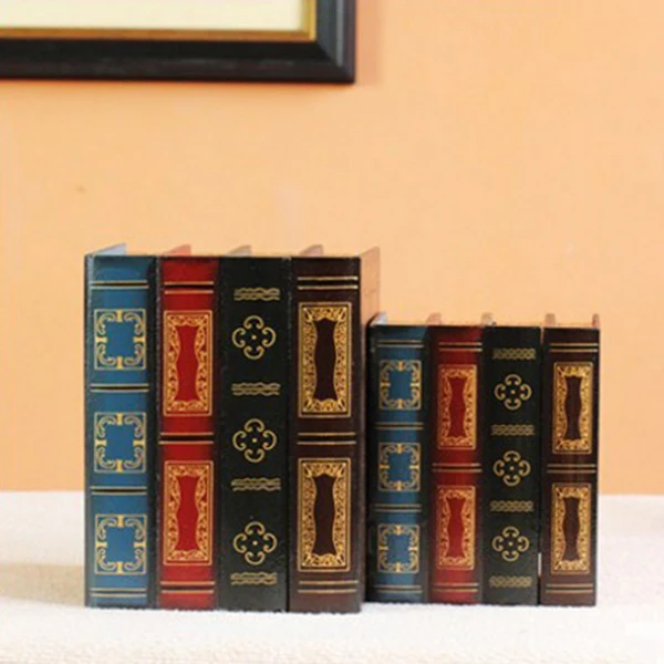 

Decorative Bookends Book Shelf Holder Stoppers Secret Storage Box Set Vintage Old Style Desktop Ornament NK-Shopping