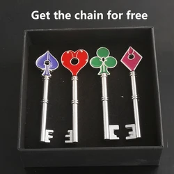 4Pcs Residents Evils Remake RPD Precinct Keys Set Raccoon City Police Station Spade Club Heart Keychain Men Holder Collection