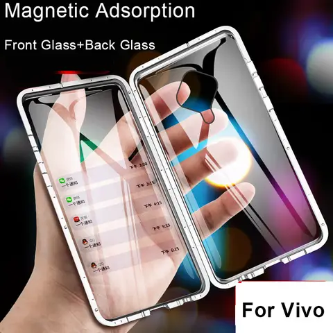 Ímã de vidro magnético para Vivo, tampa lateral dupla, armadura à prova de choque, V17, Neo V 17 Pro, S5, Y9S, Metal, 360