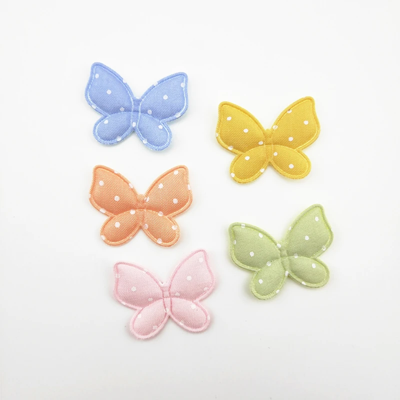 50Pcs/LOT 3.2*2.5CM Polka Dot Butterfly Padded Appliques For DIY Headwear Hair Clips Decor Clothes Hat Shoes Patches Accessories