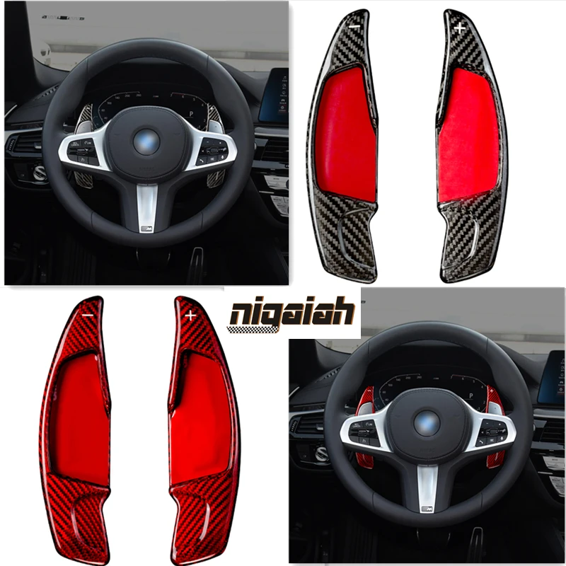 Real Carbon Fiber Steering Wheel Trims For BMW 5 Series G30 G38 7 Seies G11 G12 2018 Paddle Steering Wheel Trims